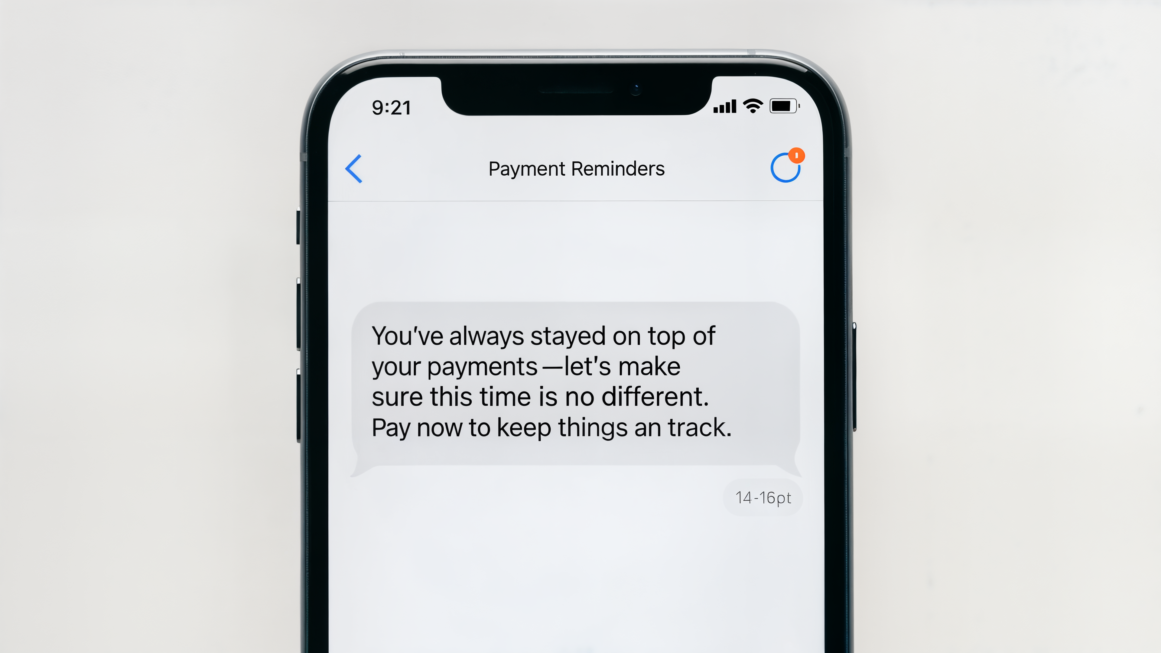 SMS message example using cognitive dissonance